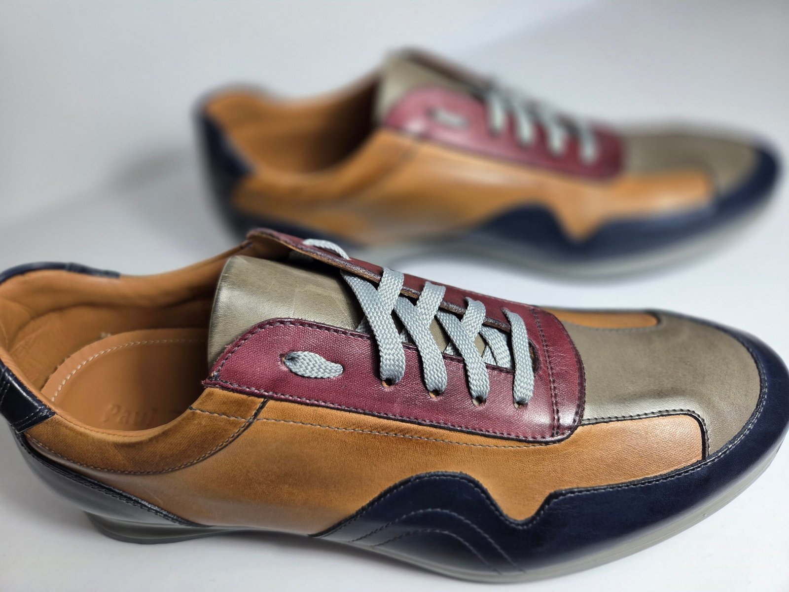 Paul Fredrick mens italian leather color block sneakers - Image 3