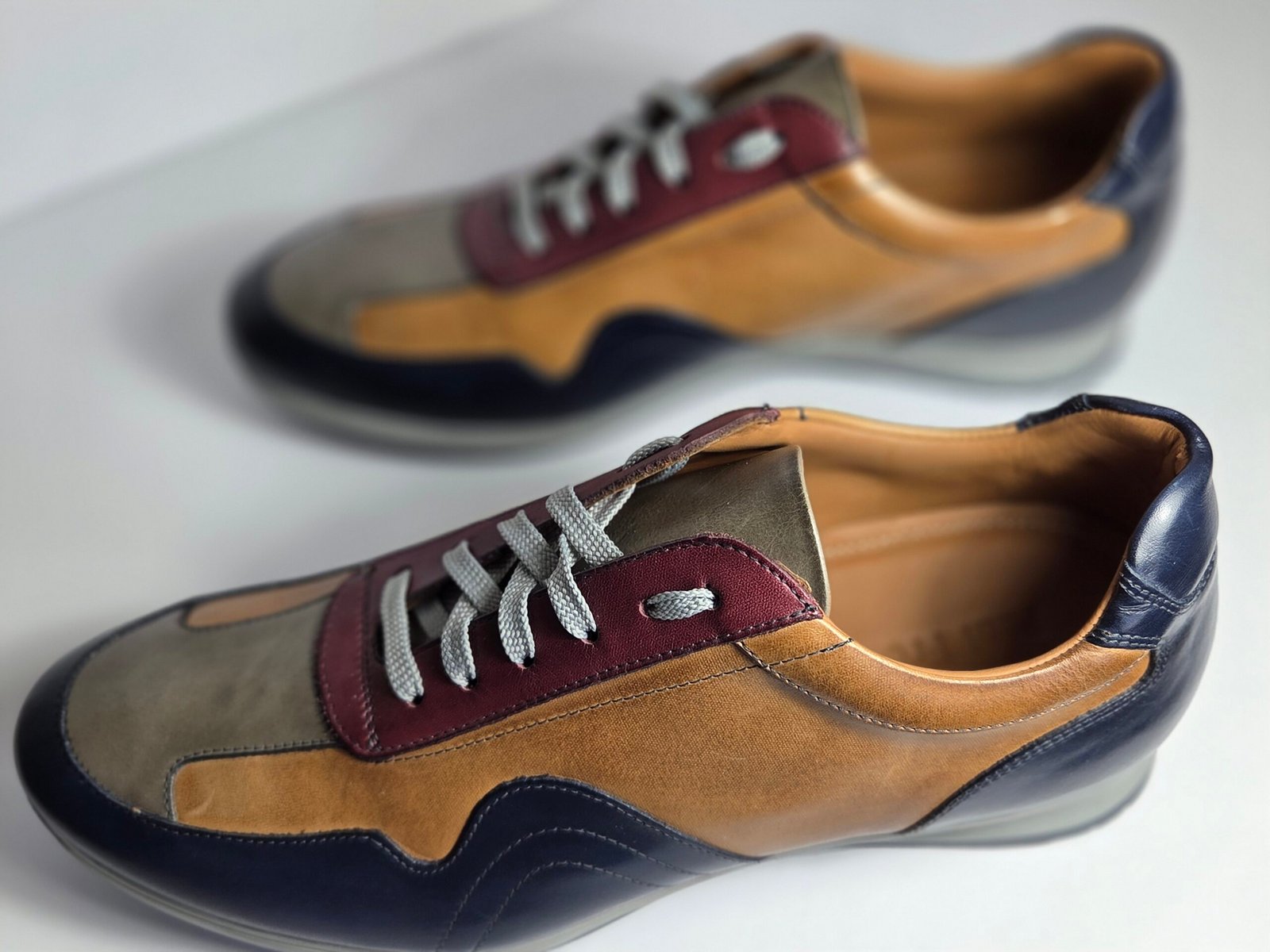 Paul Fredrick mens italian leather color block sneakers - Image 4