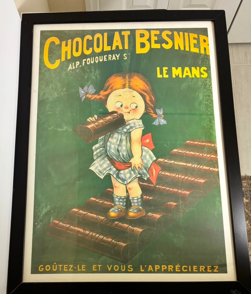 Framed Chocolat Besnier Le Mans French Vintage Advertising Poster Print AllPosters