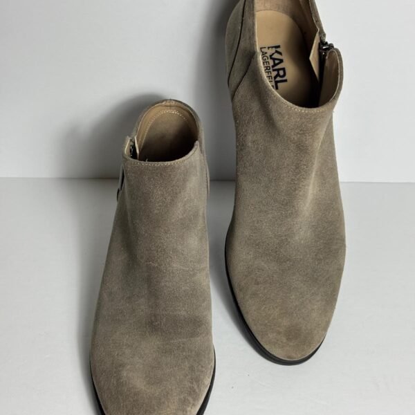 Karl Lagerfeld Paris Women's Taupe Suede Ankle Booties