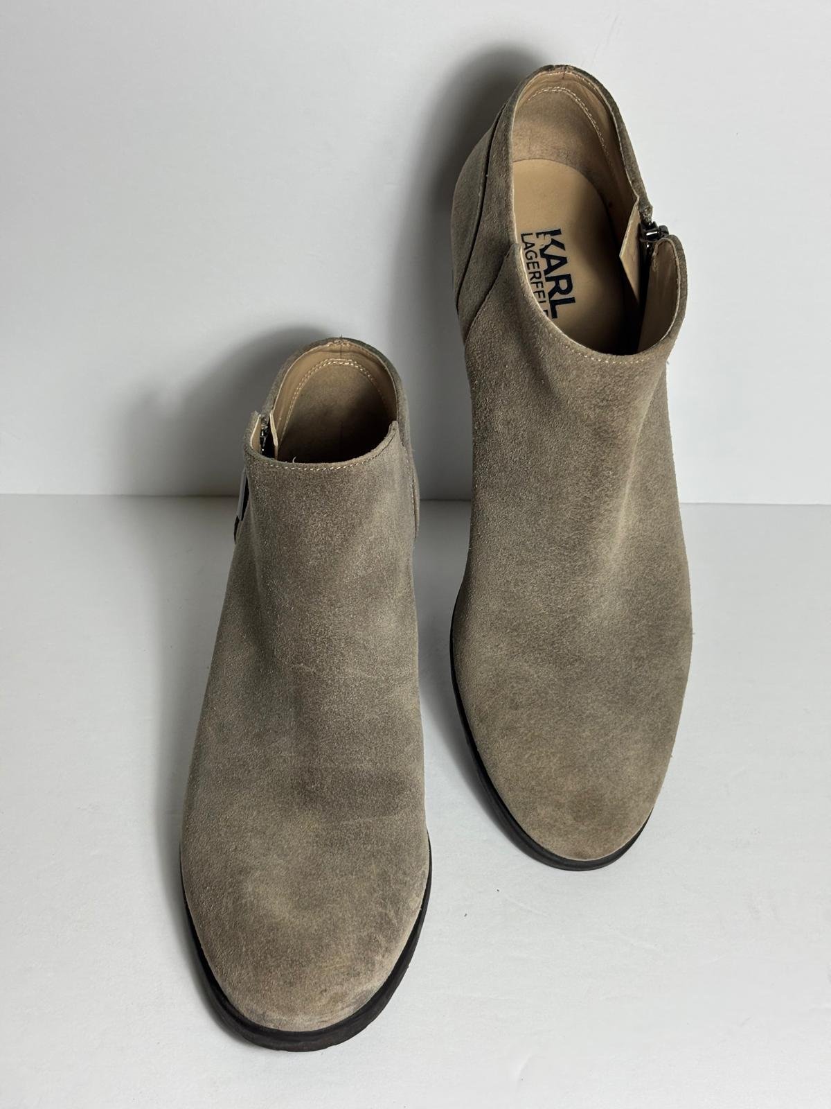 Karl Lagerfeld Paris Women's Taupe Suede Ankle Booties