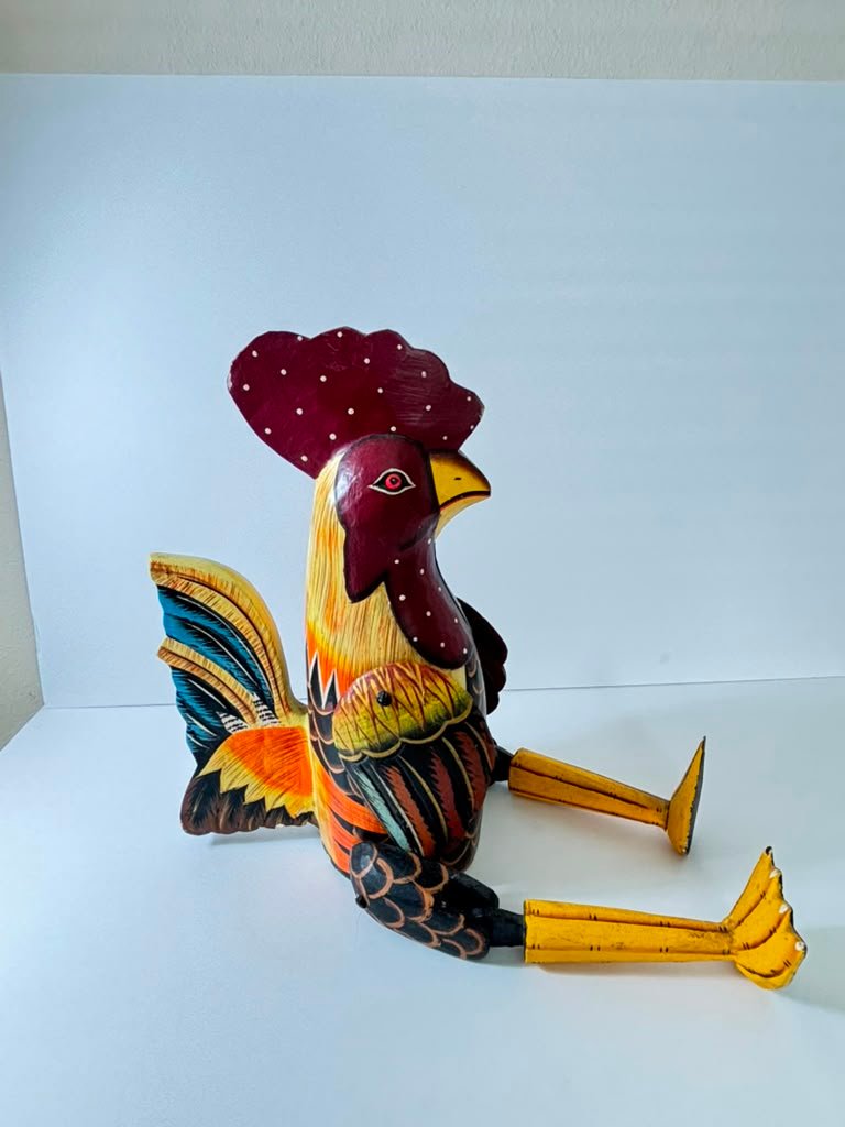 Hand-Carved Wooden Rooster Shelf Sitter - Image 2