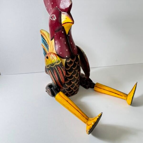 Hand-Carved Wooden Rooster Shelf Sitter
