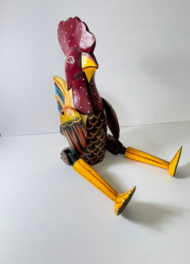 Hand-Carved Wooden Rooster Shelf Sitter