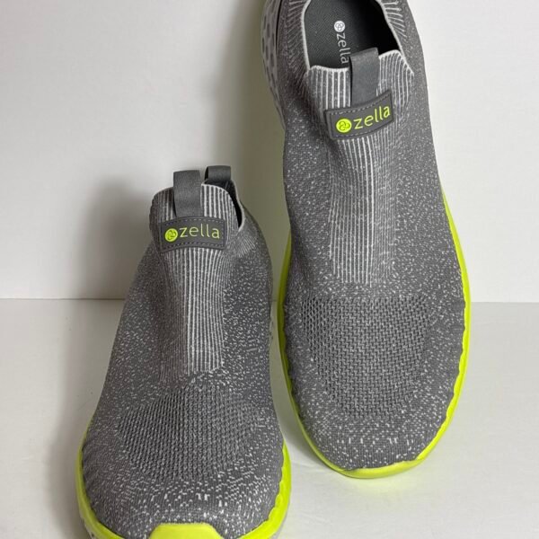 Zella Ortholite Men’s Slip-On Knit Athletic Sneakers Gray Neon Yellow Size 13