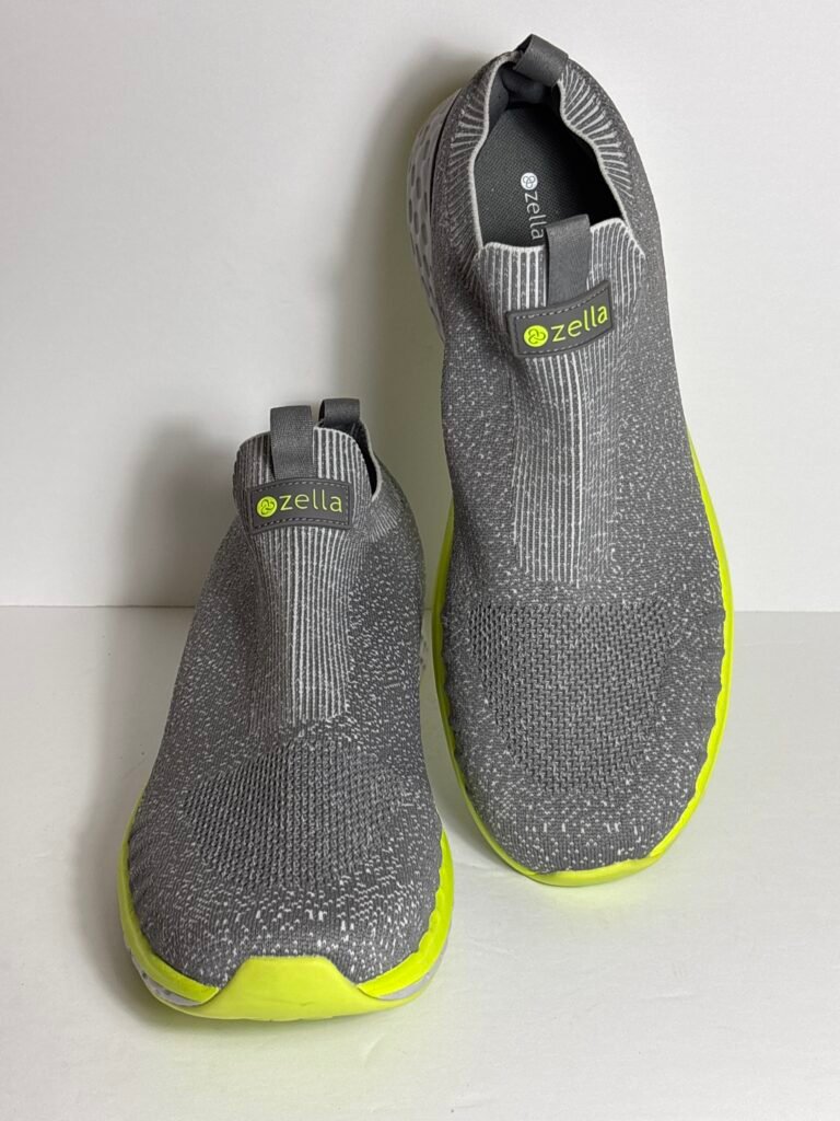 Zella Ortholite Men’s Slip-On Knit Athletic Sneakers Gray Neon Yellow Size 13