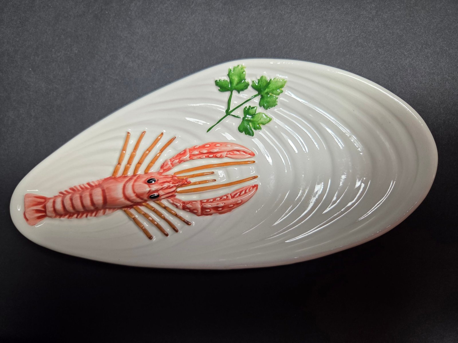 Rare mid-century Bassano Italian appetizer ceramic seafood plates. Set 6 - Image 5