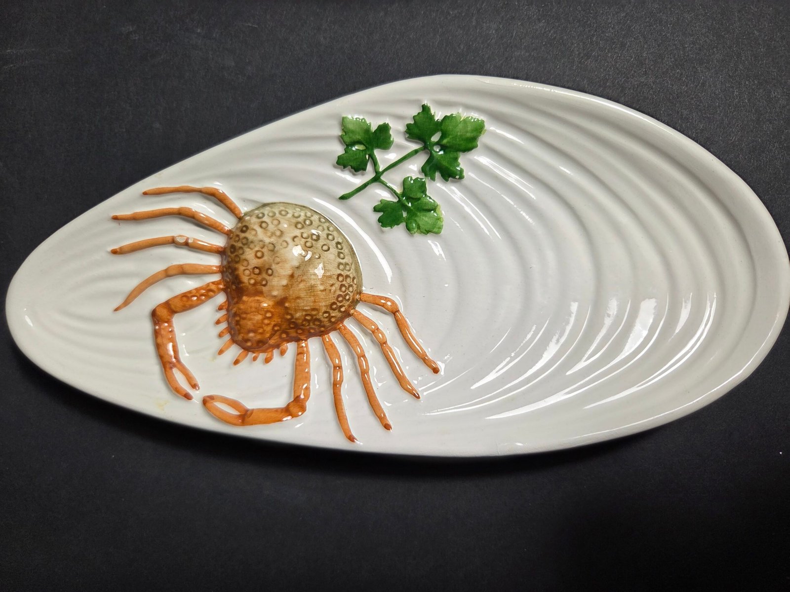 Rare mid-century Bassano Italian appetizer ceramic seafood plates. Set 6 - Image 4