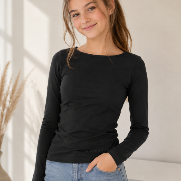 Missguided Women’s Black Long Sleeve Fitted Top