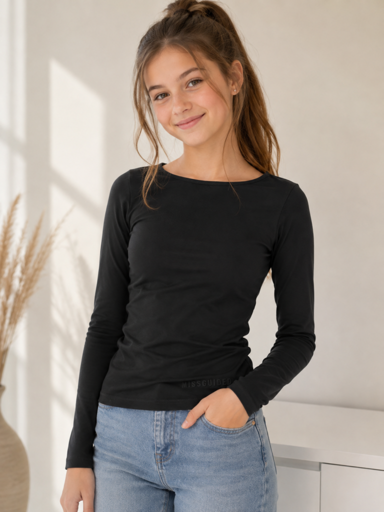 Missguided Women’s Black Long Sleeve Fitted Top