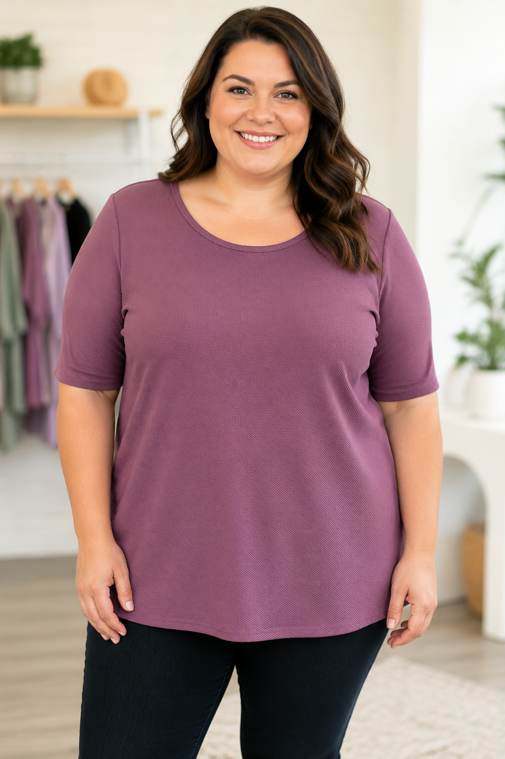 LuLaRoe women’s plus-size solid mauve top in size 3XL.