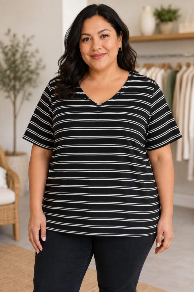 Coral Bay women’s plus-size striped top in size 3X.