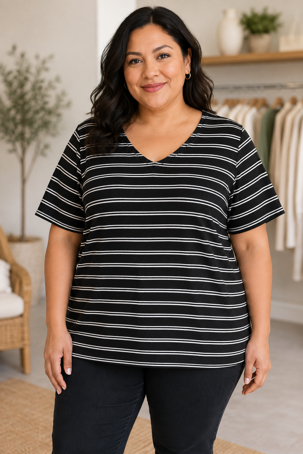 Coral Bay women’s plus-size striped top in size 3X.