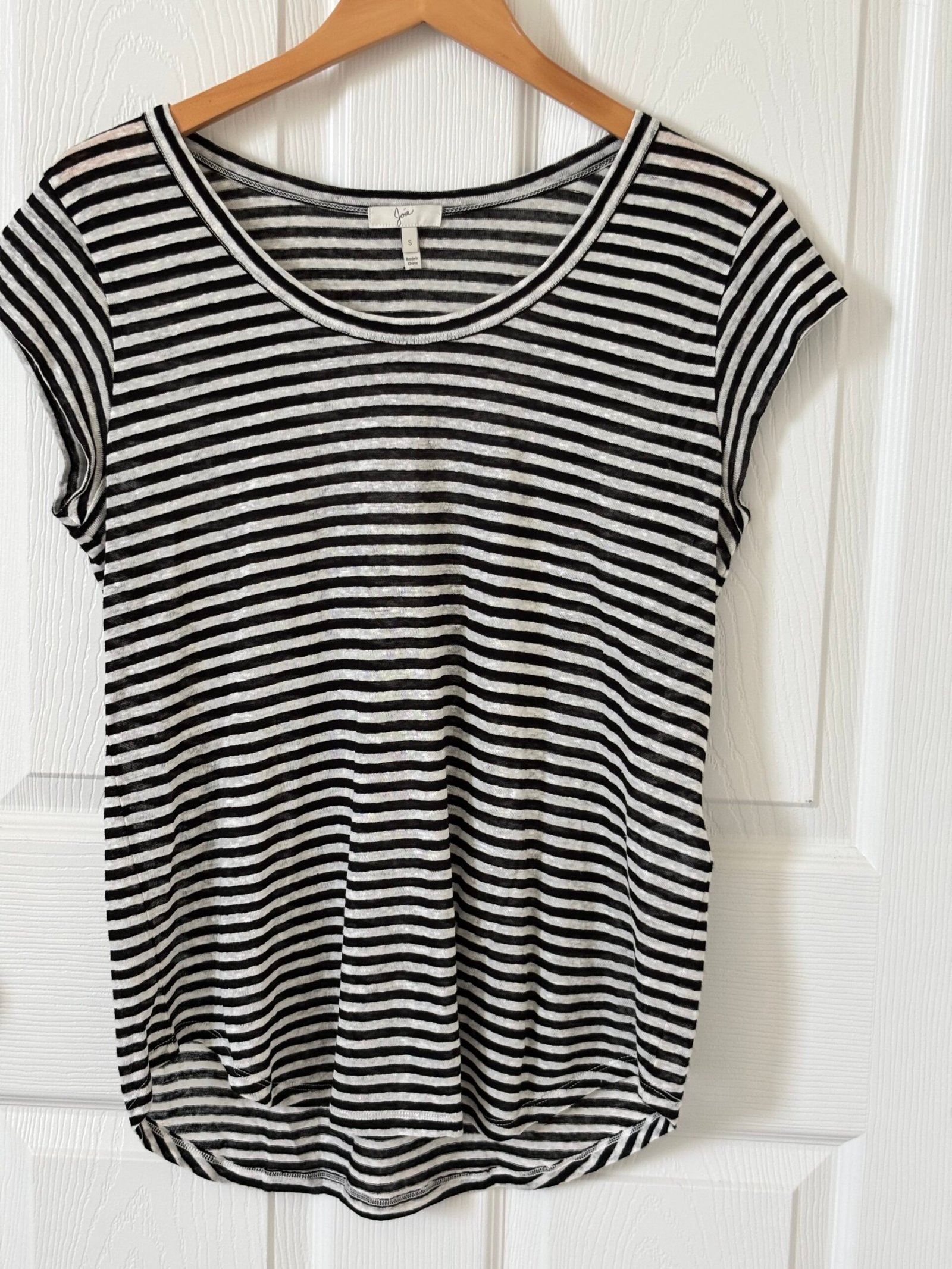 Joie women’s black-and-ivory striped top in size Small. - Image 2