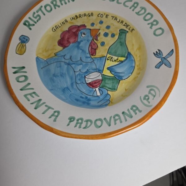 2005 Italian Hand-Painted Buon Ricordo Restaurant Plate – Ceramica Artistica Solimene, Vietri